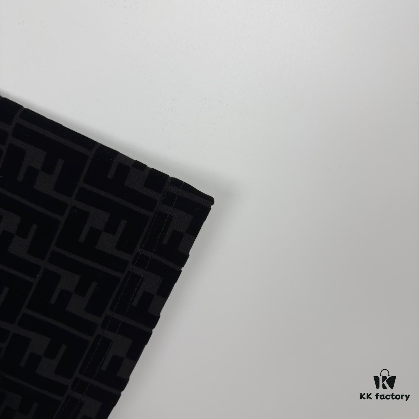 New FENDI Jacquard Velour All-Over Print Short Sleeve T-Shirt Unisex Summer Wear