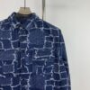 New FENDI Logo Jacquard Denim Shirt with Fringe and Double F Pattern, Spring/Summer 2024 Collection Long Sleeve Casual Shirt