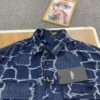 New FENDI Logo Jacquard Denim Shirt with Fringe and Double F Pattern, Spring/Summer 2024 Collection Long Sleeve Casual Shirt