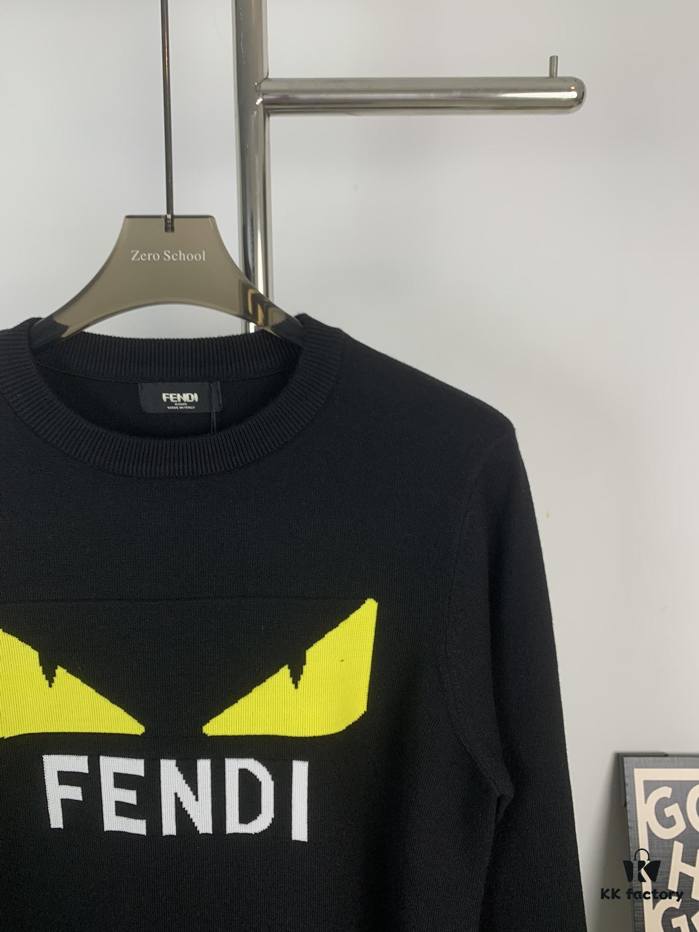 New FENDI Monogram 'Big Demon Eye' Jacquard Knit Short-Sleeve T-Shirt Unisex