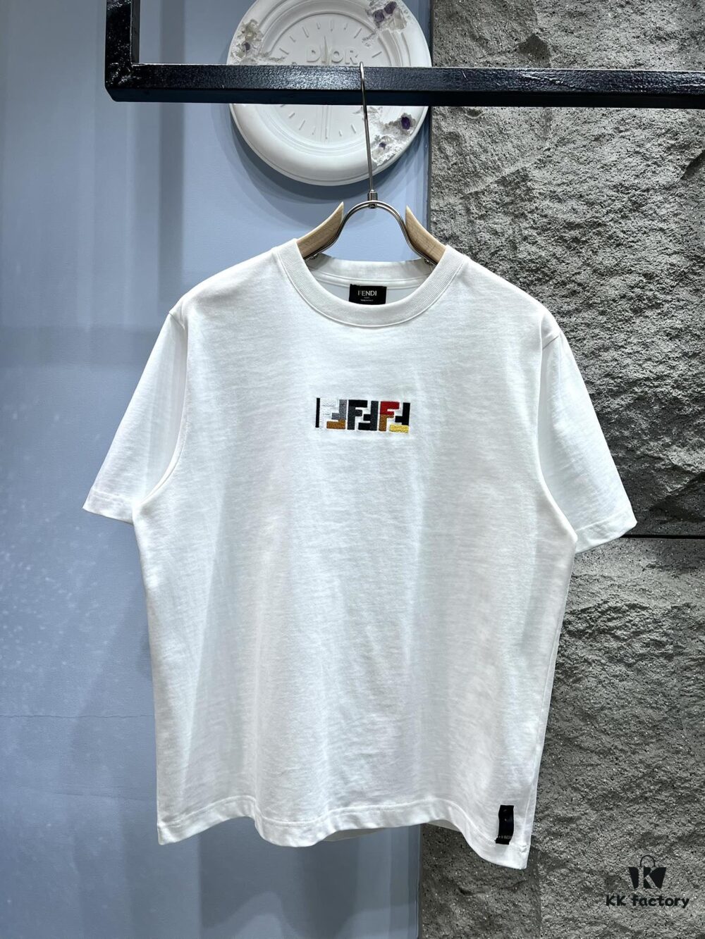 FENDI* Fendi Candy-Colored Embroidered Short Sleeve T-Shirt