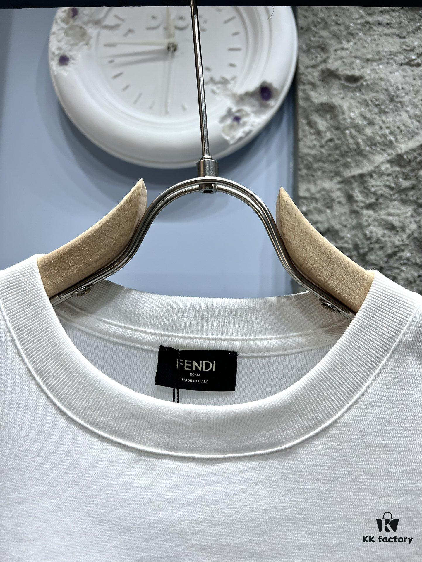 FENDI* Fendi Candy-Colored Embroidered Short Sleeve T-Shirt