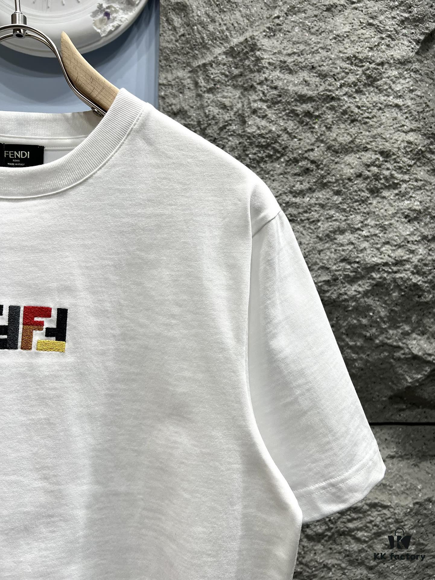 FENDI* Fendi Candy-Colored Embroidered Short Sleeve T-Shirt