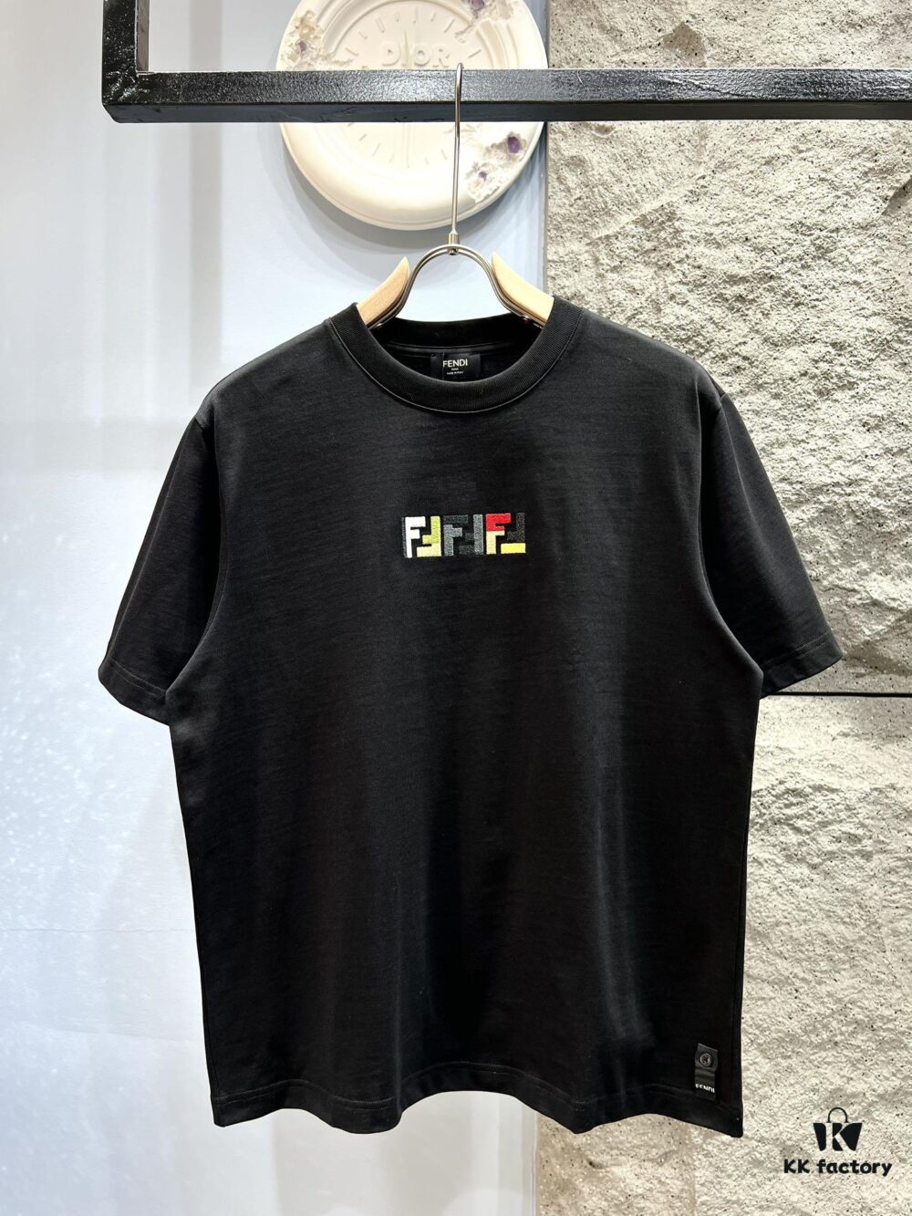 FENDI Candy-colored Embroidered Short Sleeve T-Shirt