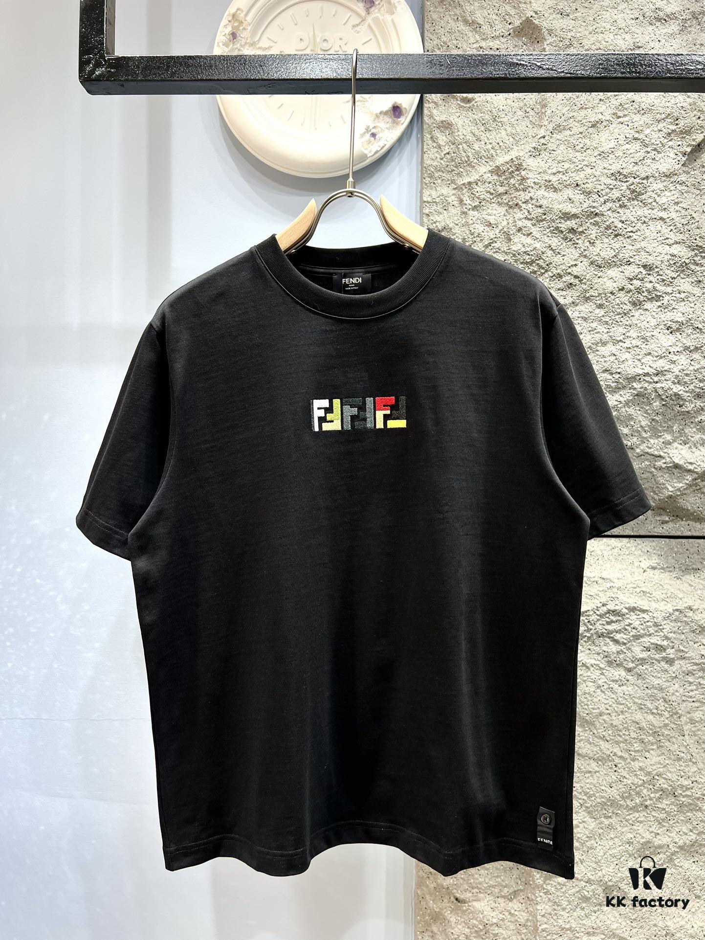 FENDI Candy-colored Embroidered Short Sleeve T-Shirt
