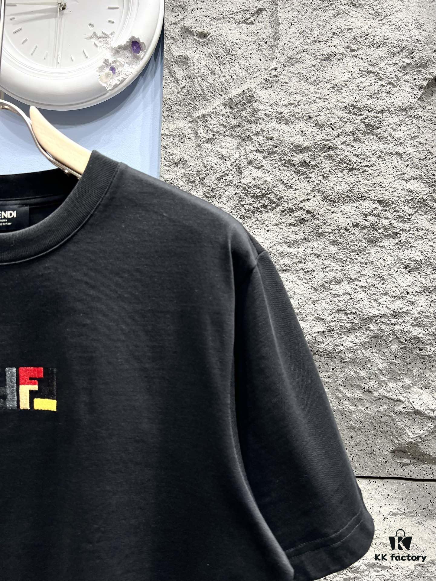 FENDI Candy-colored Embroidered Short Sleeve T-Shirt