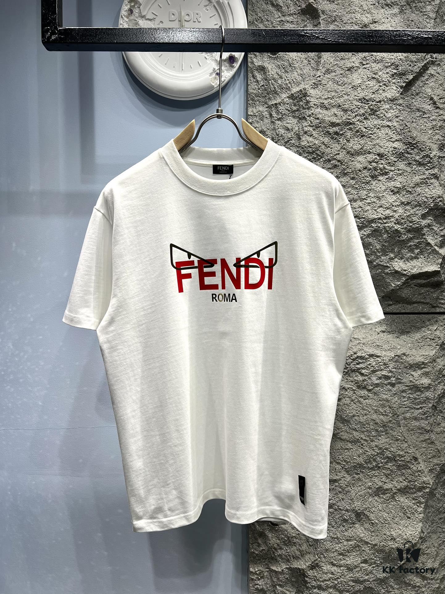 FENDI Fluorescent Letter Print Short-Sleeve T-Shirt