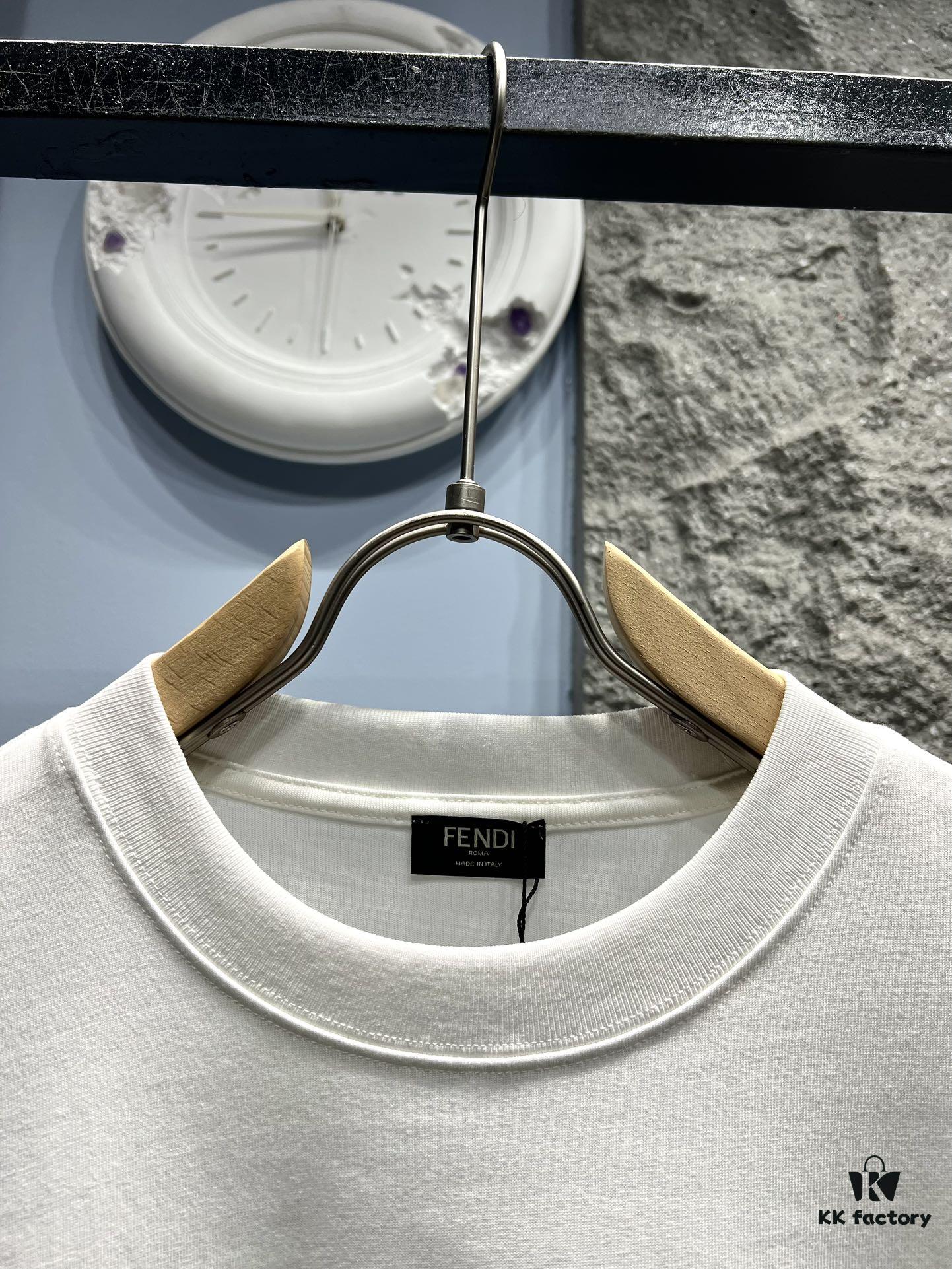 FENDI Fluorescent Letter Print Short-Sleeve T-Shirt