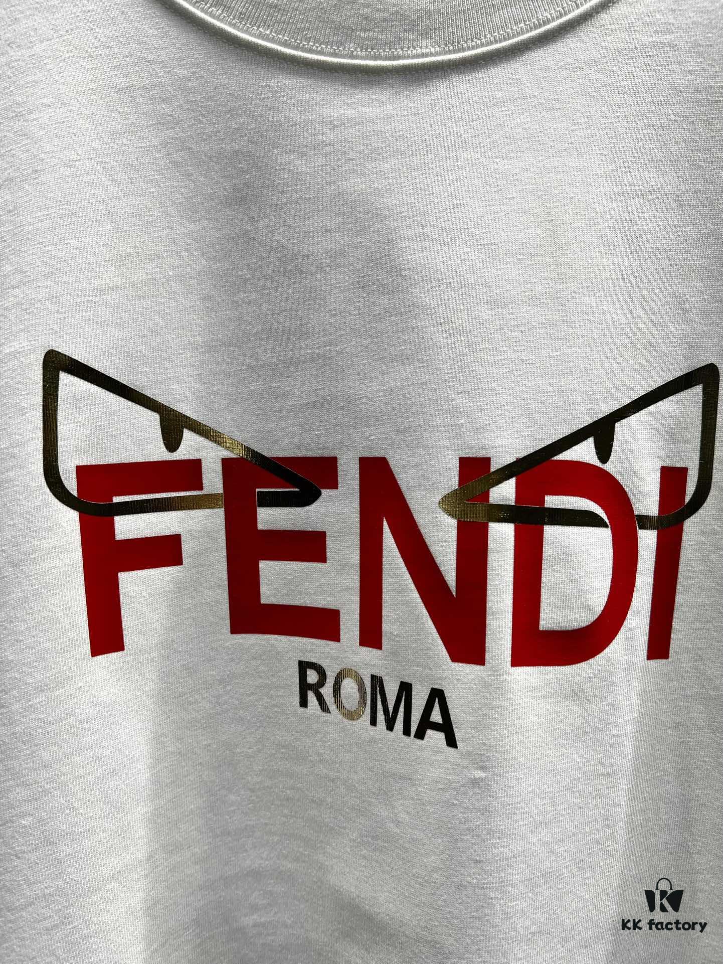 FENDI Fluorescent Letter Print Short-Sleeve T-Shirt