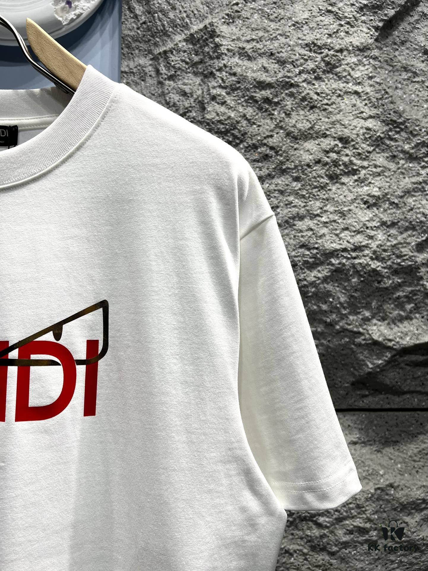 FENDI Fluorescent Letter Print Short-Sleeve T-Shirt