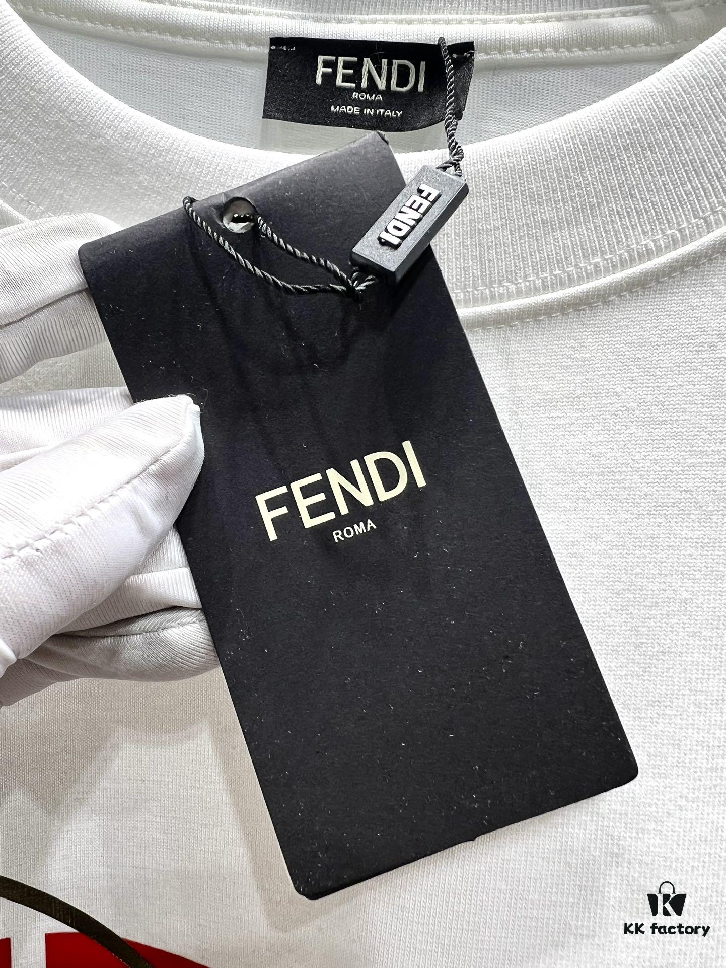 FENDI Fluorescent Letter Print Short-Sleeve T-Shirt