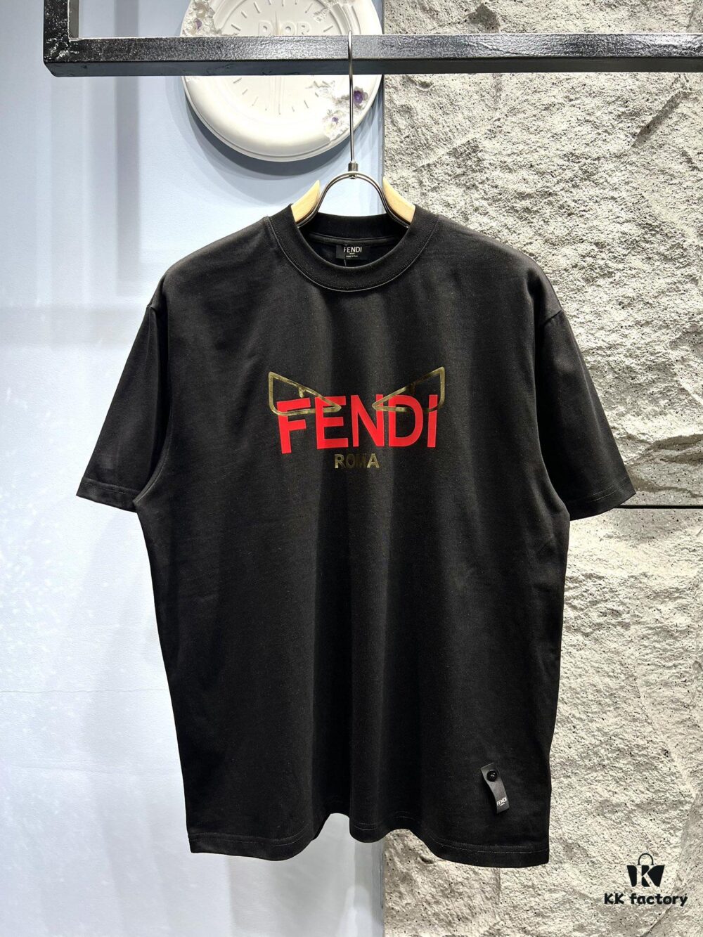 FENDI Fluorescent Logo Print Short Sleeve T-Shirt