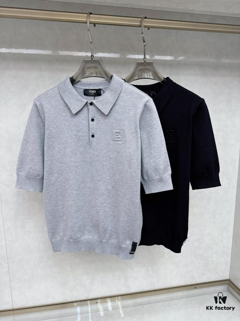 FENDI Men's Spring-Summer Knitted Short-Sleeve Casual T-Shirt, Exclusive High-End Original Order, Premium Custom Fabric, Soft and Comfortable