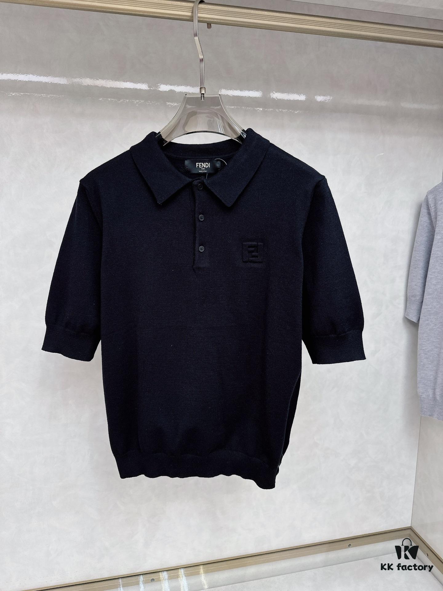 FENDI Men's Spring-Summer Knitted Short-Sleeve Casual T-Shirt, Exclusive High-End Original Order, Premium Custom Fabric, Soft and Comfortable