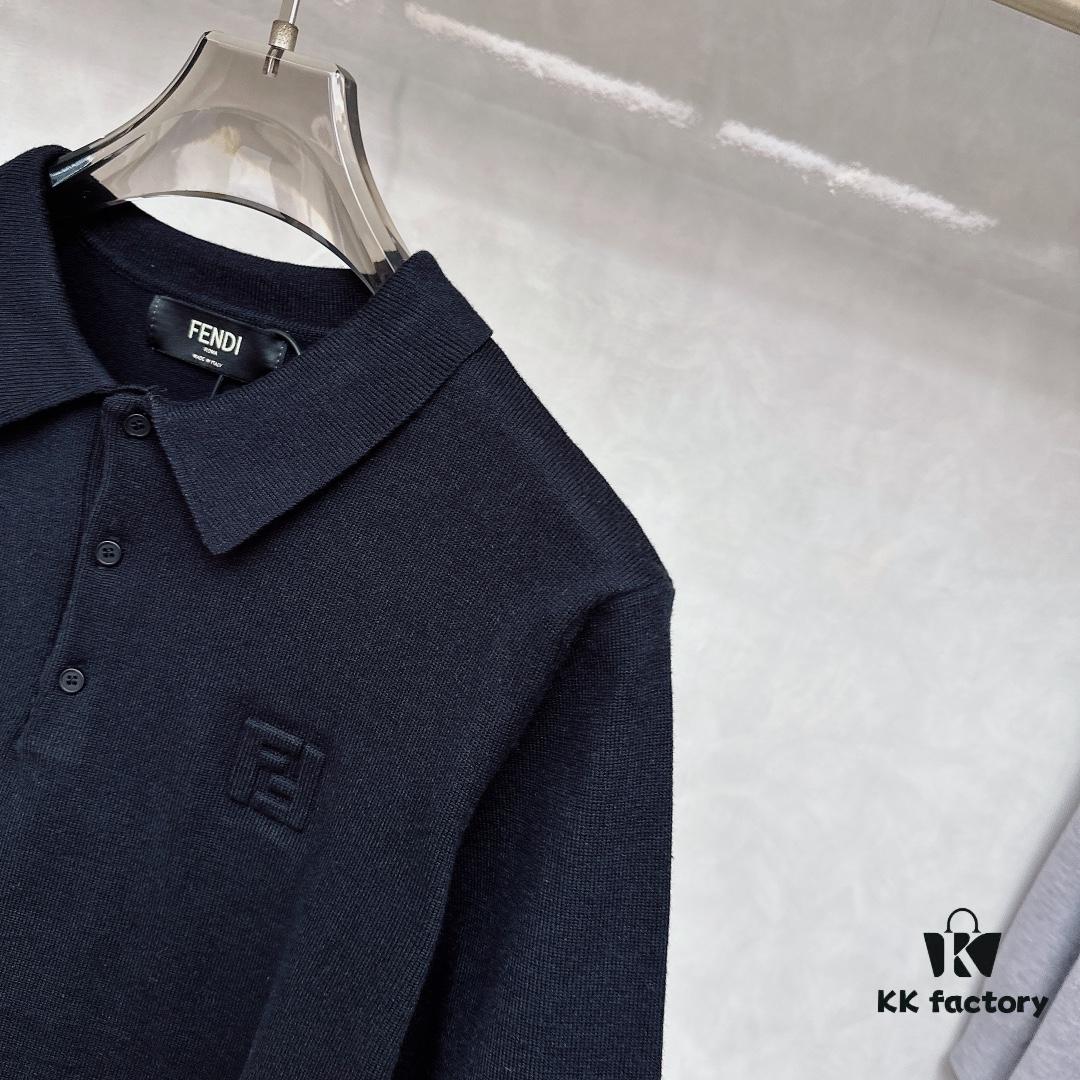 FENDI Men's Spring-Summer Knitted Short-Sleeve Casual T-Shirt, Exclusive High-End Original Order, Premium Custom Fabric, Soft and Comfortable