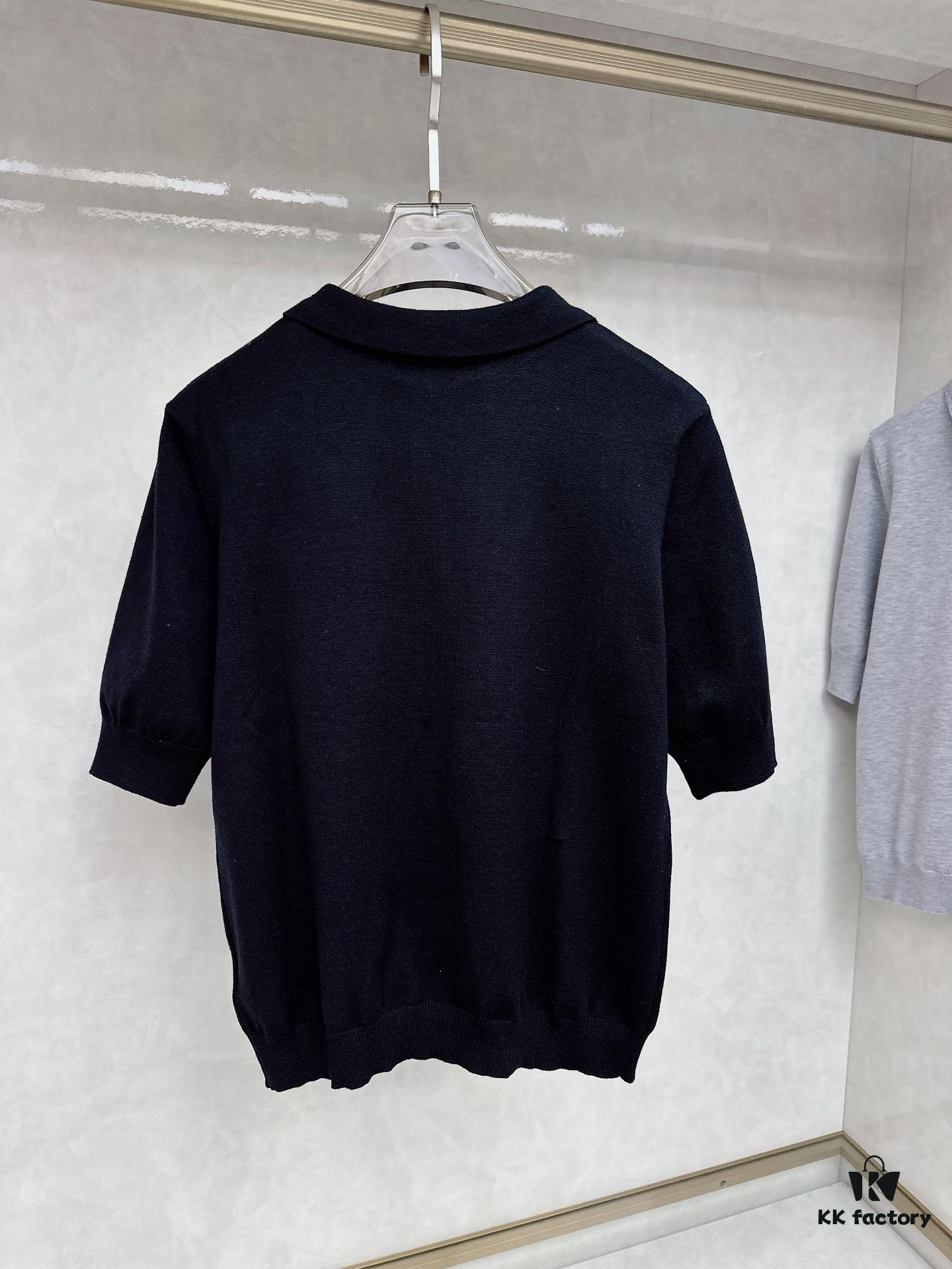 FENDI Men's Spring-Summer Knitted Short-Sleeve Casual T-Shirt, Exclusive High-End Original Order, Premium Custom Fabric, Soft and Comfortable