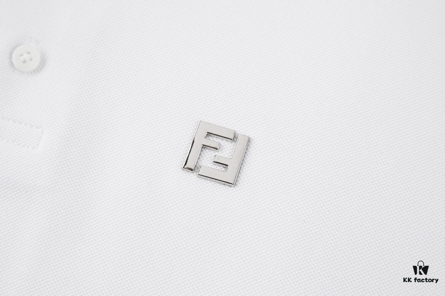 FENDI FF Logo Embossed Knit Polo Shirt with Metal Hardware