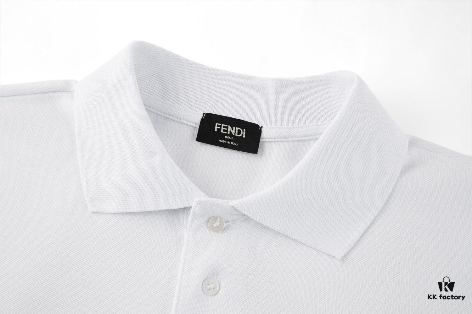 FENDI FF Logo Embossed Knit Polo Shirt with Metal Hardware