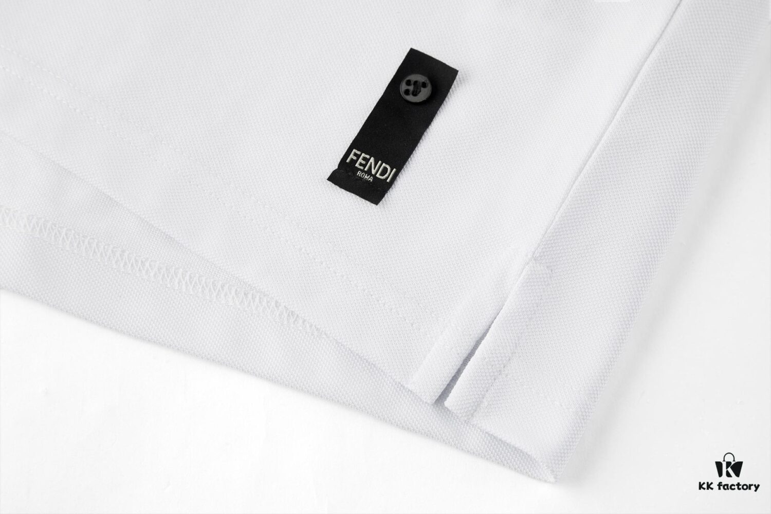 FENDI FF Logo Embossed Knit Polo Shirt with Metal Hardware