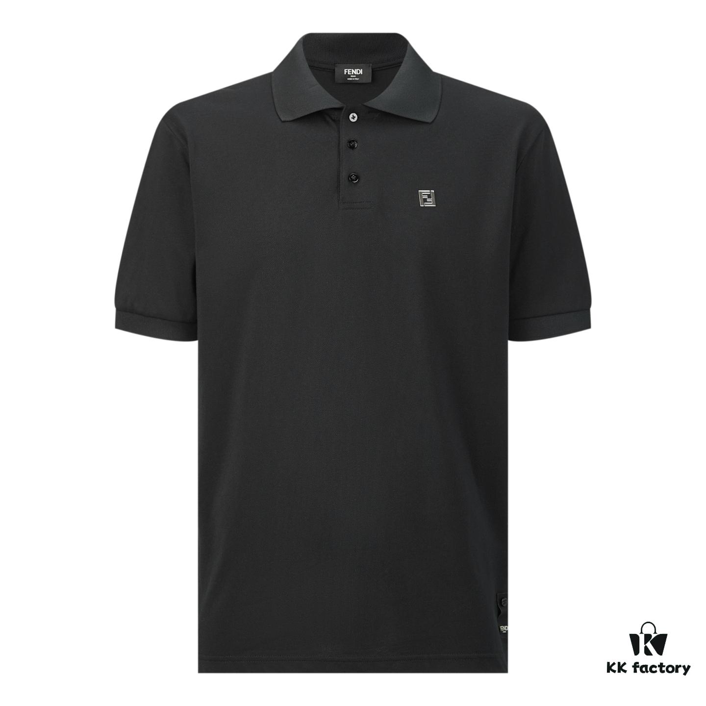 FENDI FF Logo Embossed Knit Polo Shirt