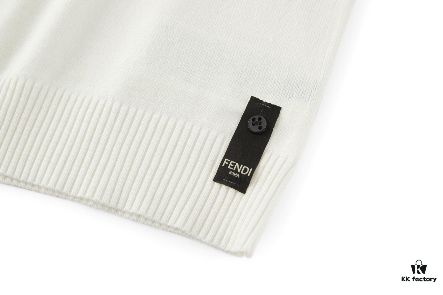 FENDI FF Logo Cotton-Wool Knit Short Sleeve Sweater