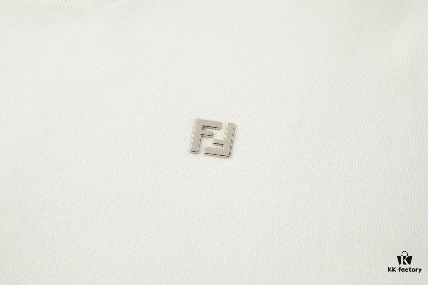 FENDI FF Logo Cotton-Wool Knit Short Sleeve Sweater