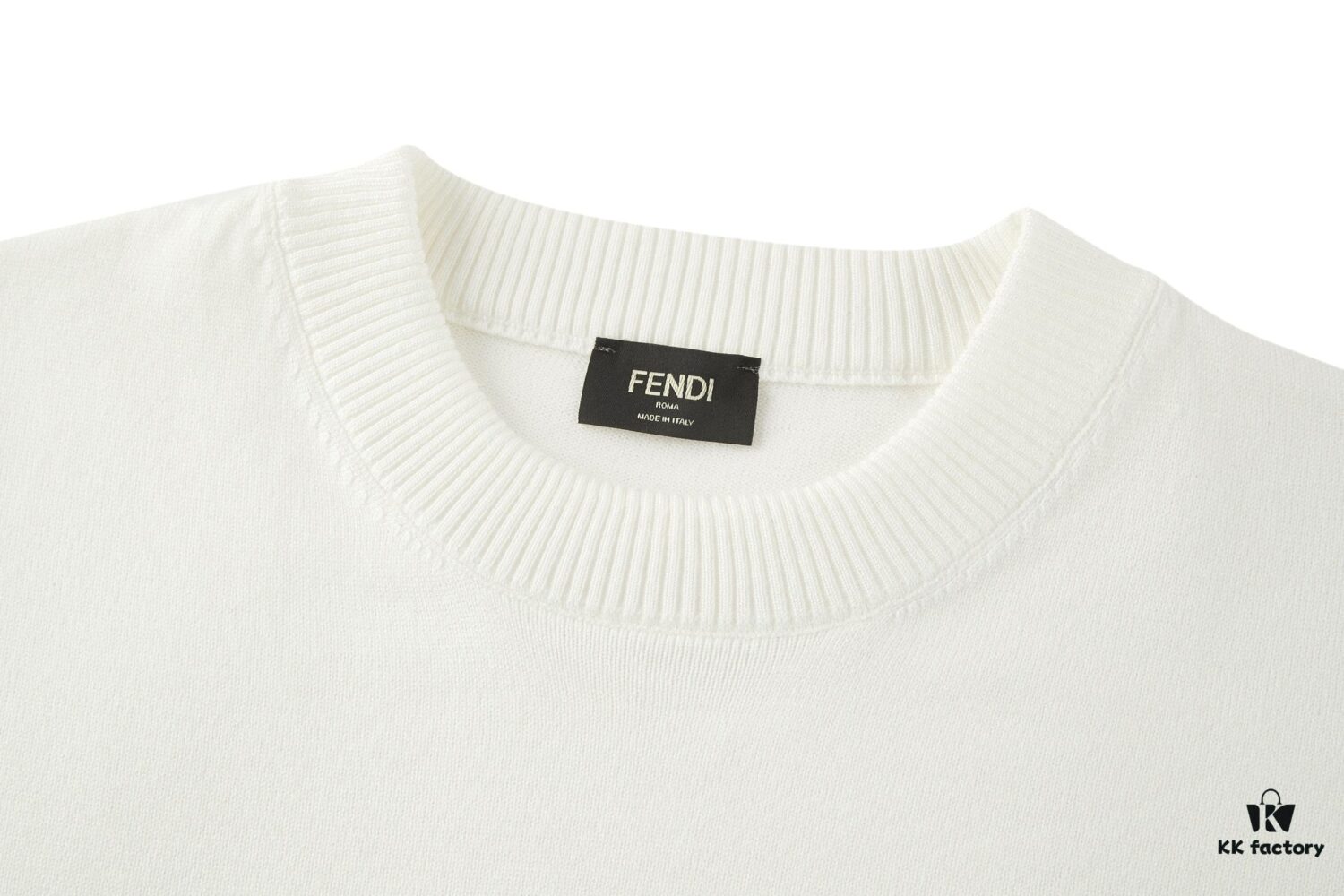 FENDI FF Logo Cotton-Wool Knit Short Sleeve Sweater