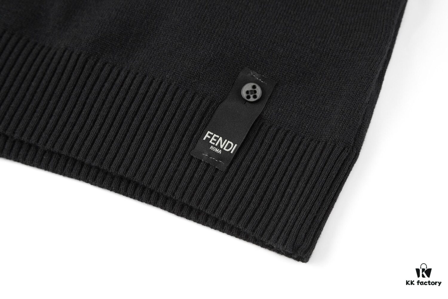 FENDI FF Logo Cotton-Wool Knit Short Sleeve Sweater