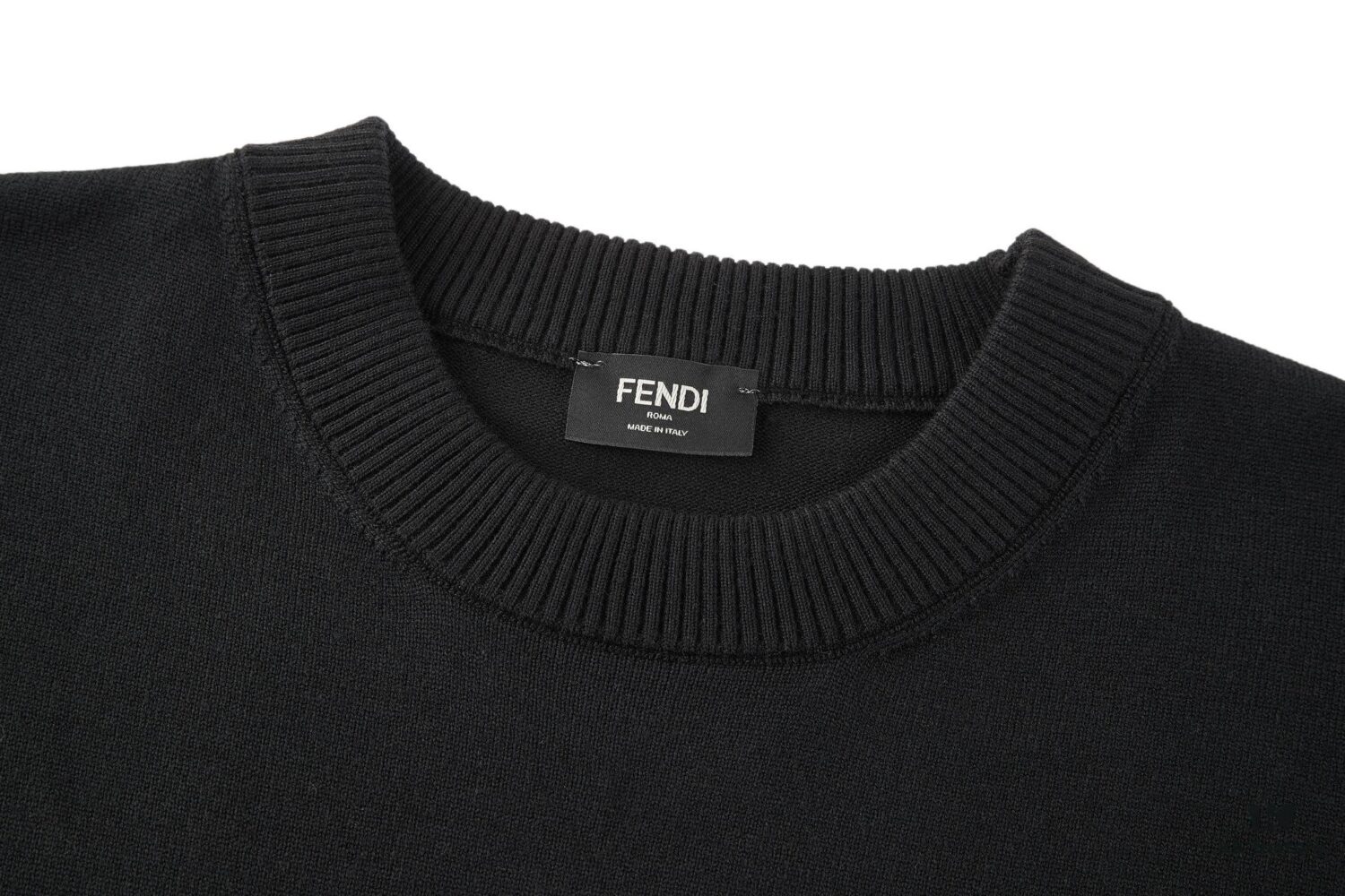 FENDI FF Logo Cotton-Wool Knit Short Sleeve Sweater