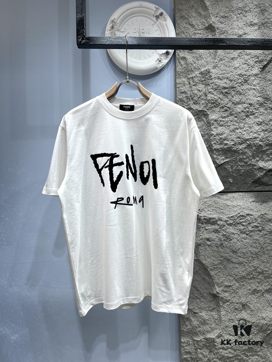 FENDI Rainbow Webbing Flag Short Sleeve T-Shirt