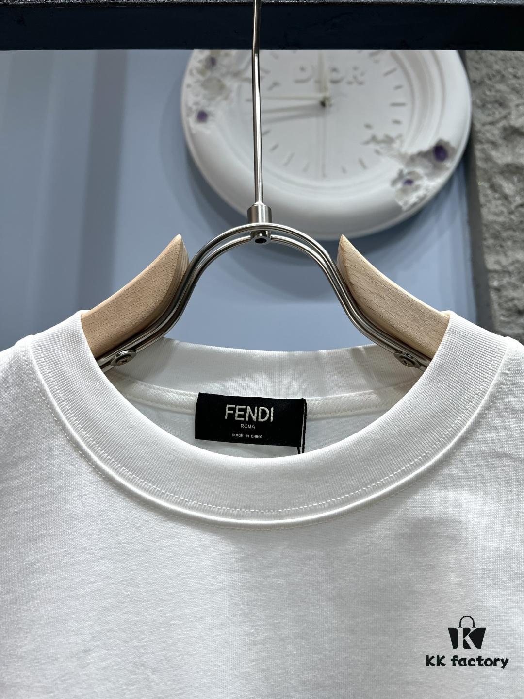 FENDI Rainbow Webbing Flag Short Sleeve T-Shirt