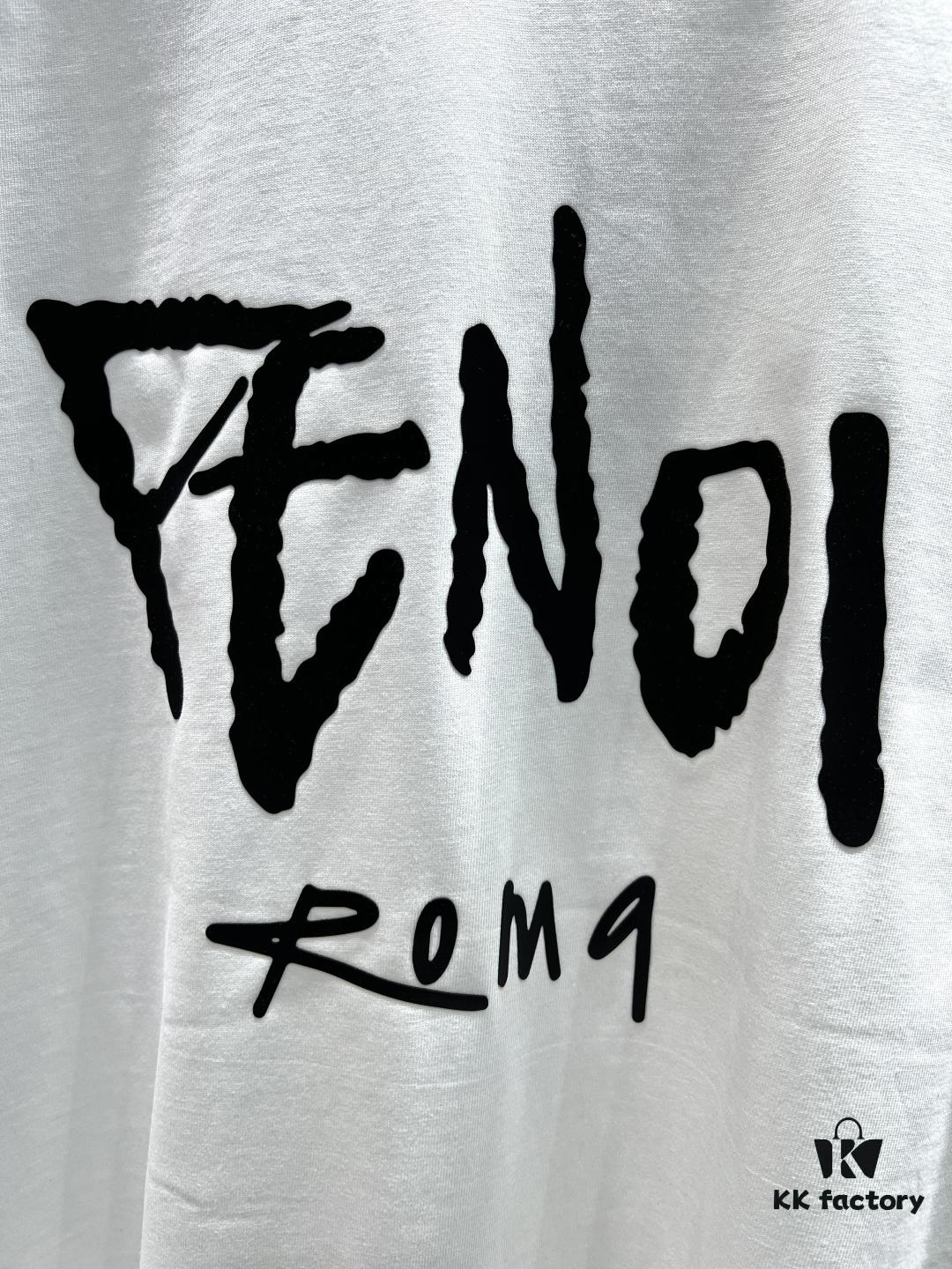 FENDI Rainbow Webbing Flag Short Sleeve T-Shirt