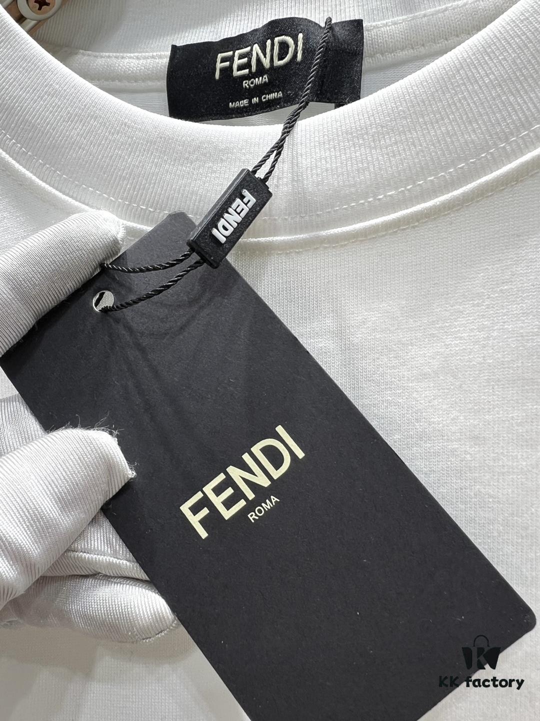 FENDI Rainbow Webbing Flag Short Sleeve T-Shirt