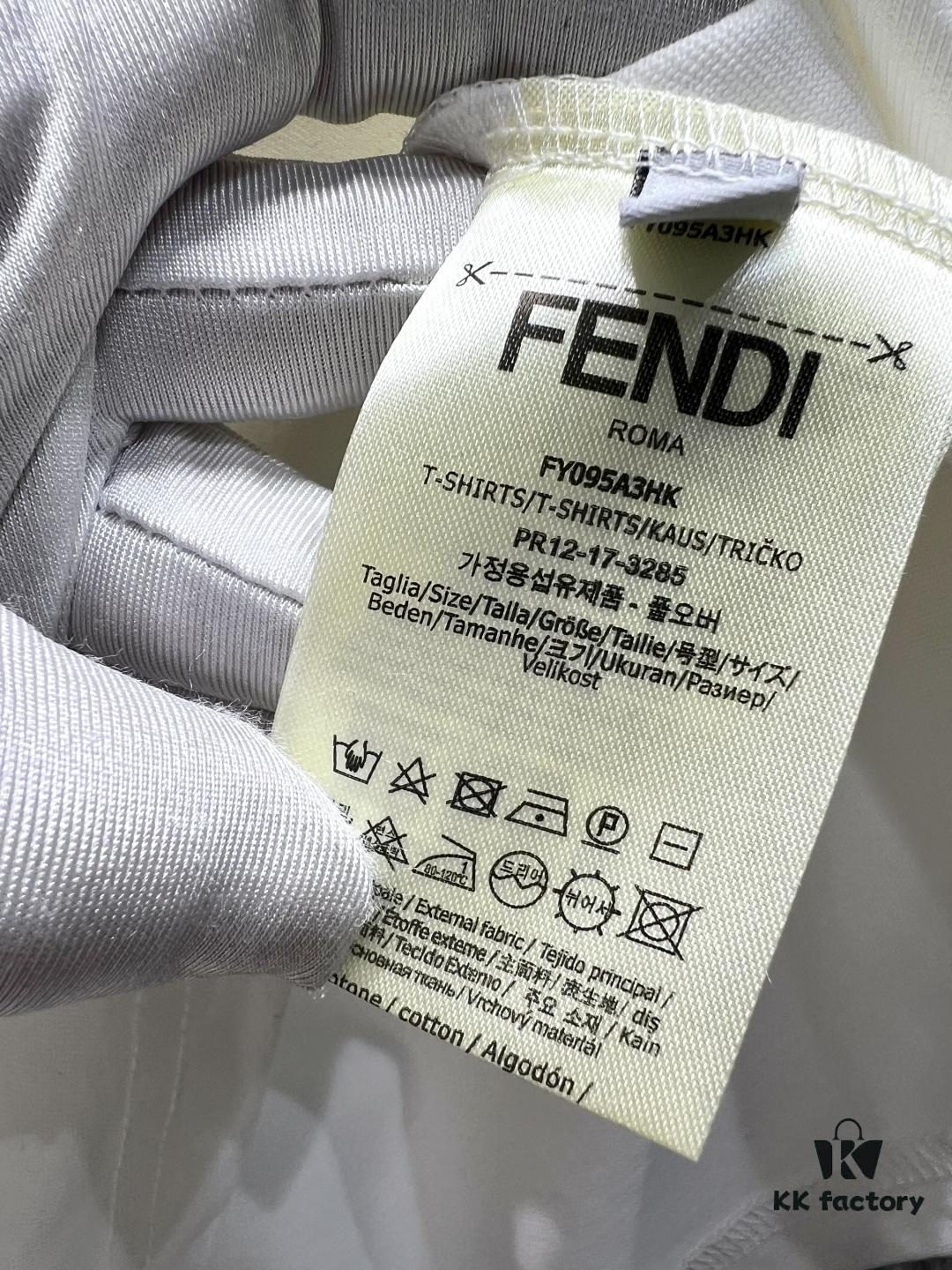 FENDI Rainbow Webbing Flag Short Sleeve T-Shirt