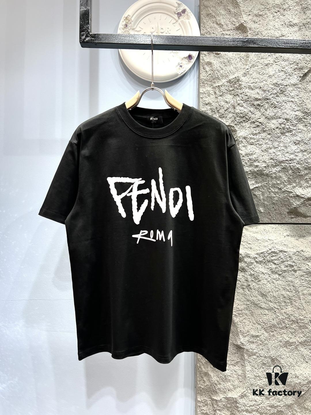 FENDI Logo-Embroidered Webbing Flag Short Sleeve T-Shirt