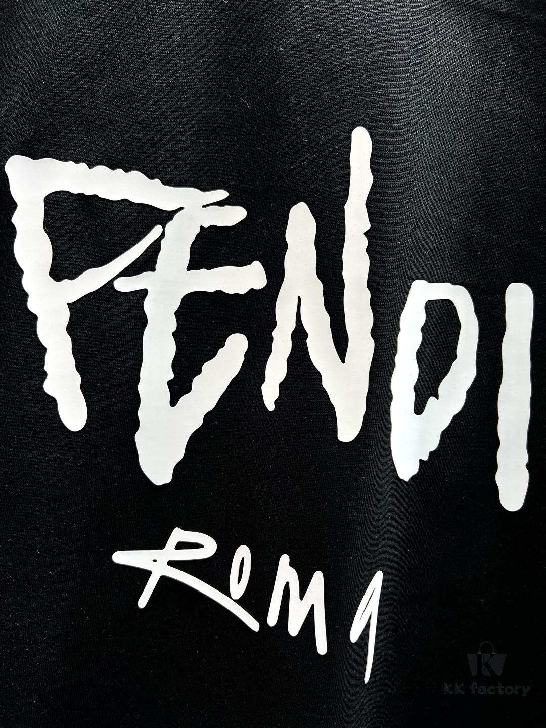 FENDI Logo-Embroidered Webbing Flag Short Sleeve T-Shirt