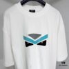 FENDI Round-Neck Short-Sleeve T-Shirt with Eye Print, Made of Pure Cotton Fabric Featuring Golden Snake-Eye Design on Front, Embellished with Logo Letter Printing, Mother-of-Pearl Buttons, Constructed with 50S Two-Ply 260g Fabric, Exquisite Detailing Between Prints Without Fraying or Overspilling