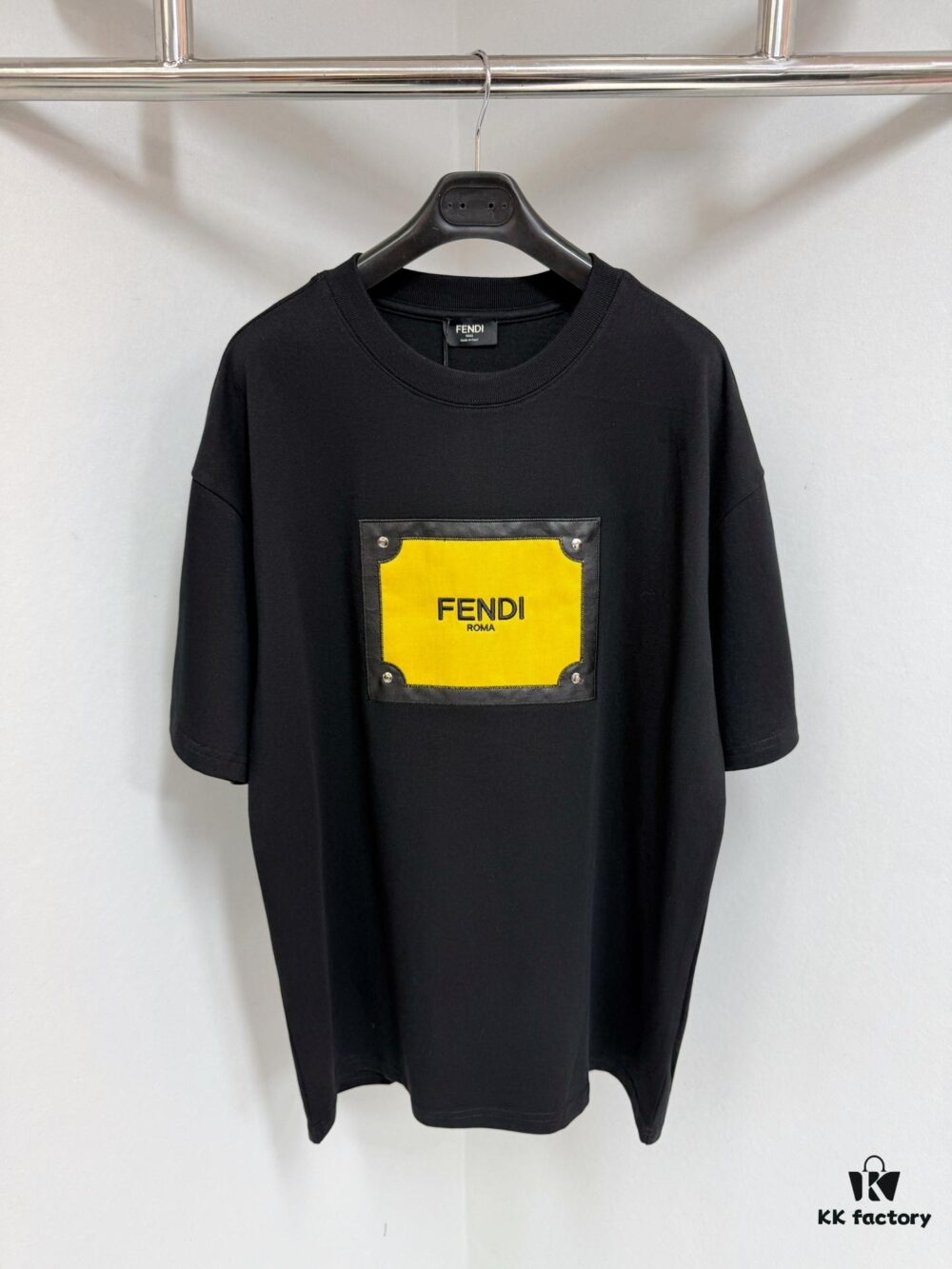 FENDI Cotton Blend Letter Appliqué Round Neck Short Sleeve T-Shirt