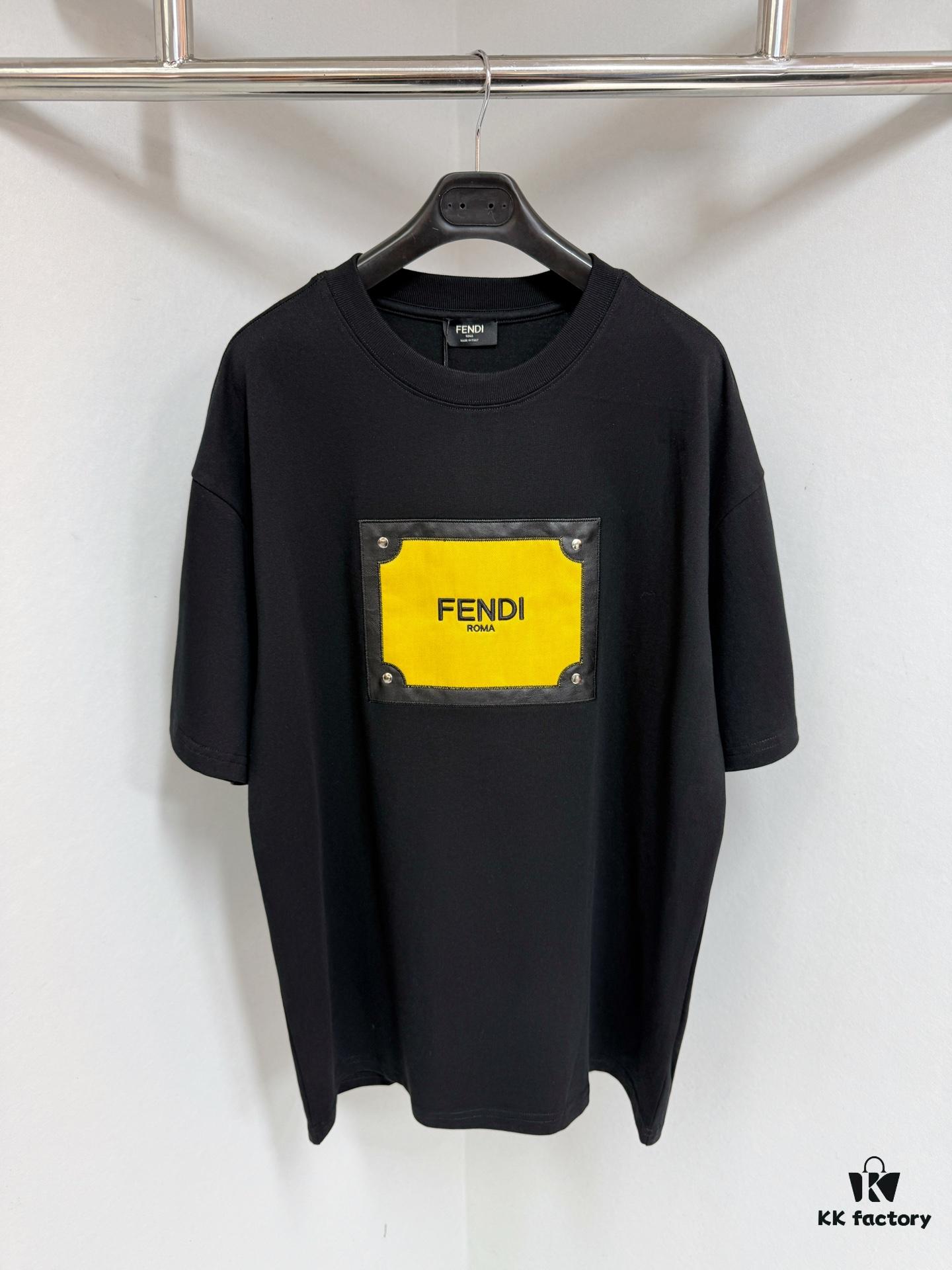 FENDI Cotton Blend Letter Appliqué Round Neck Short Sleeve T-Shirt