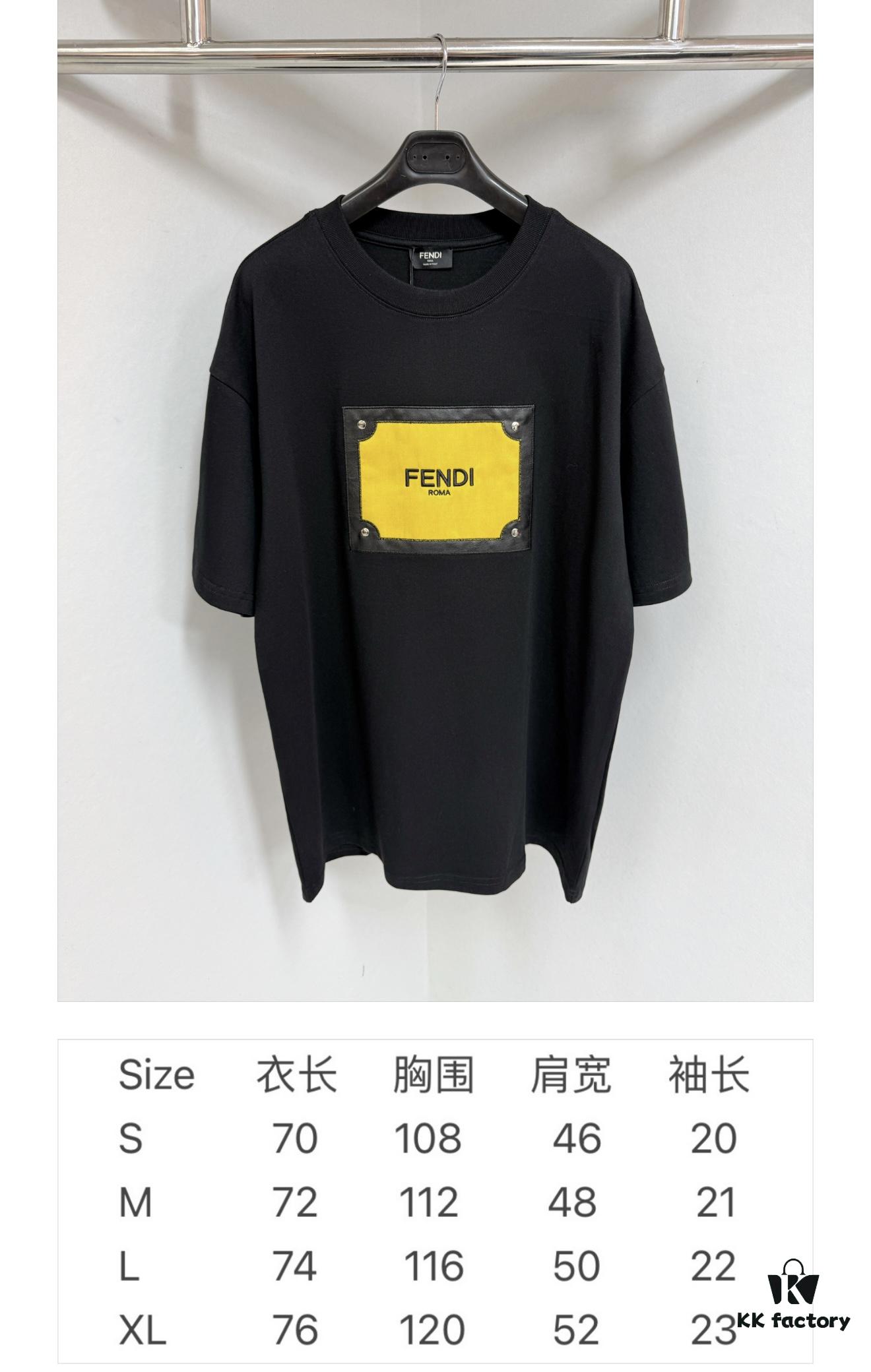 FENDI Cotton Blend Letter Appliqué Round Neck Short Sleeve T-Shirt