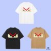 FENDI 2025 Fall Spring/Summer Collection Monster Eye Short Sleeve T-Shirt Premium Quality Limited Edition, Custom Woven 270G 32-Count Double-Yarn Pure Cotton Fabric, Relaxed Fit Unisex Design
