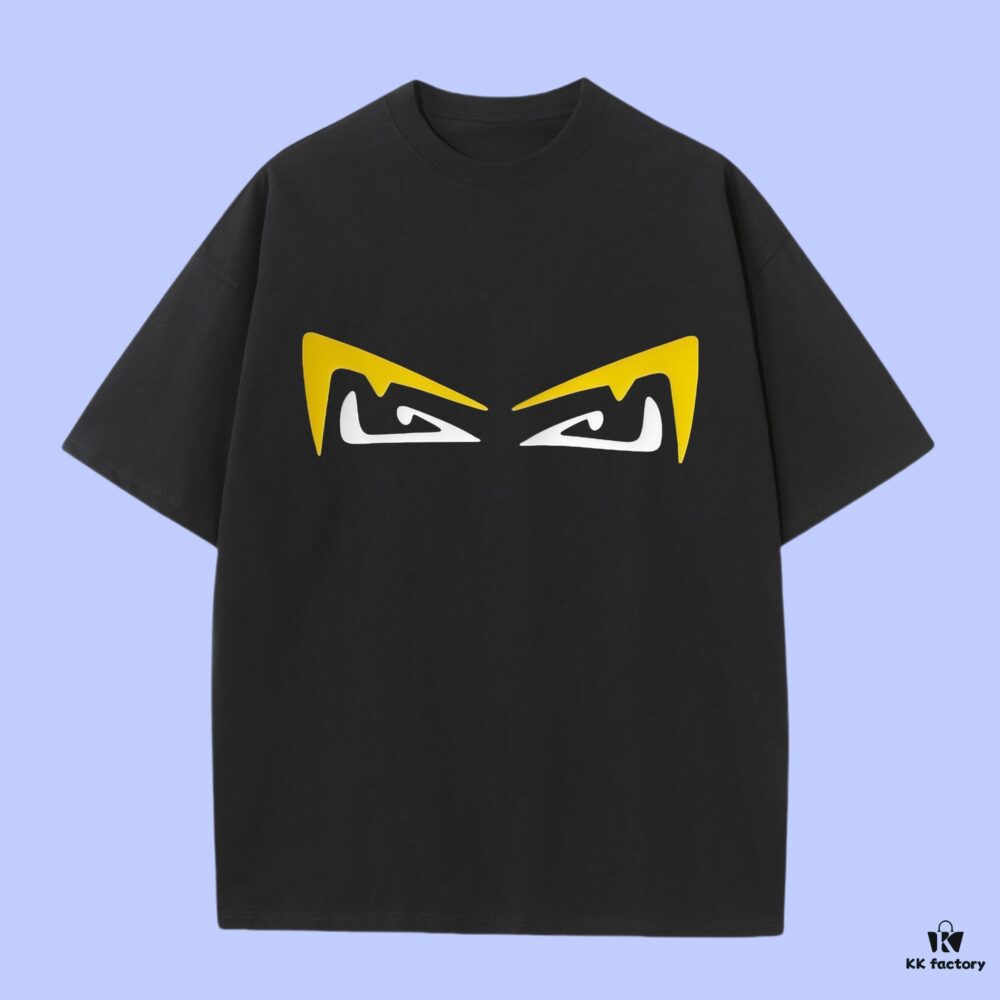 High-End Quality FENDI 2025 Fall Spring/Summer Collection Monster Eye Short-Sleeve T-Shirt, Distinct from Regular Prints, Custom-Woven 270G 32-Count Double-Yarn Pure Cotton Fabric, Loose Fit Unisex Design