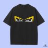 High-End Quality FENDI 2025 Fall Spring/Summer Collection Monster Eye Short-Sleeve T-Shirt, Distinct from Regular Prints, Custom-Woven 270G 32-Count Double-Yarn Pure Cotton Fabric, Loose Fit Unisex Design