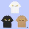 High-End Quality FENDI 2025 Fall Spring/Summer Collection Monster Eye Short-Sleeve T-Shirt, Distinct from Regular Prints, Custom-Woven 270G 32-Count Double-Yarn Pure Cotton Fabric, Loose Fit Unisex Design