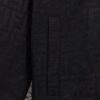 FENDI FEND Heavyweight Denim Jacket Coat in Shirt Style, Custom Woven Fabric with FF Jacquard and Towel-Like Bold Lettering