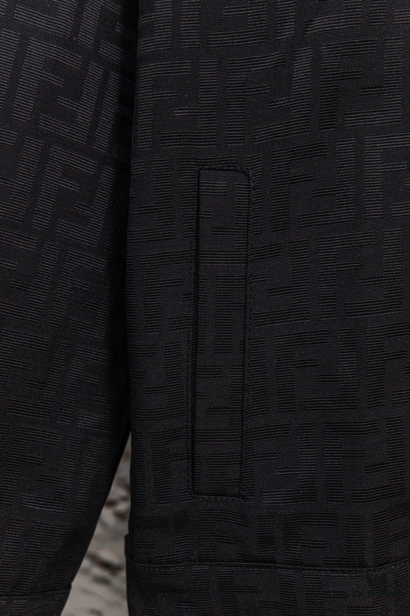 FENDI FEND Heavyweight Denim Jacket Coat in Shirt Style, Custom Woven Fabric with FF Jacquard and Towel-Like Bold Lettering