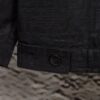 FENDI FEND Heavyweight Denim Jacket Coat in Shirt Style, Custom Woven Fabric with FF Jacquard and Towel-Like Bold Lettering