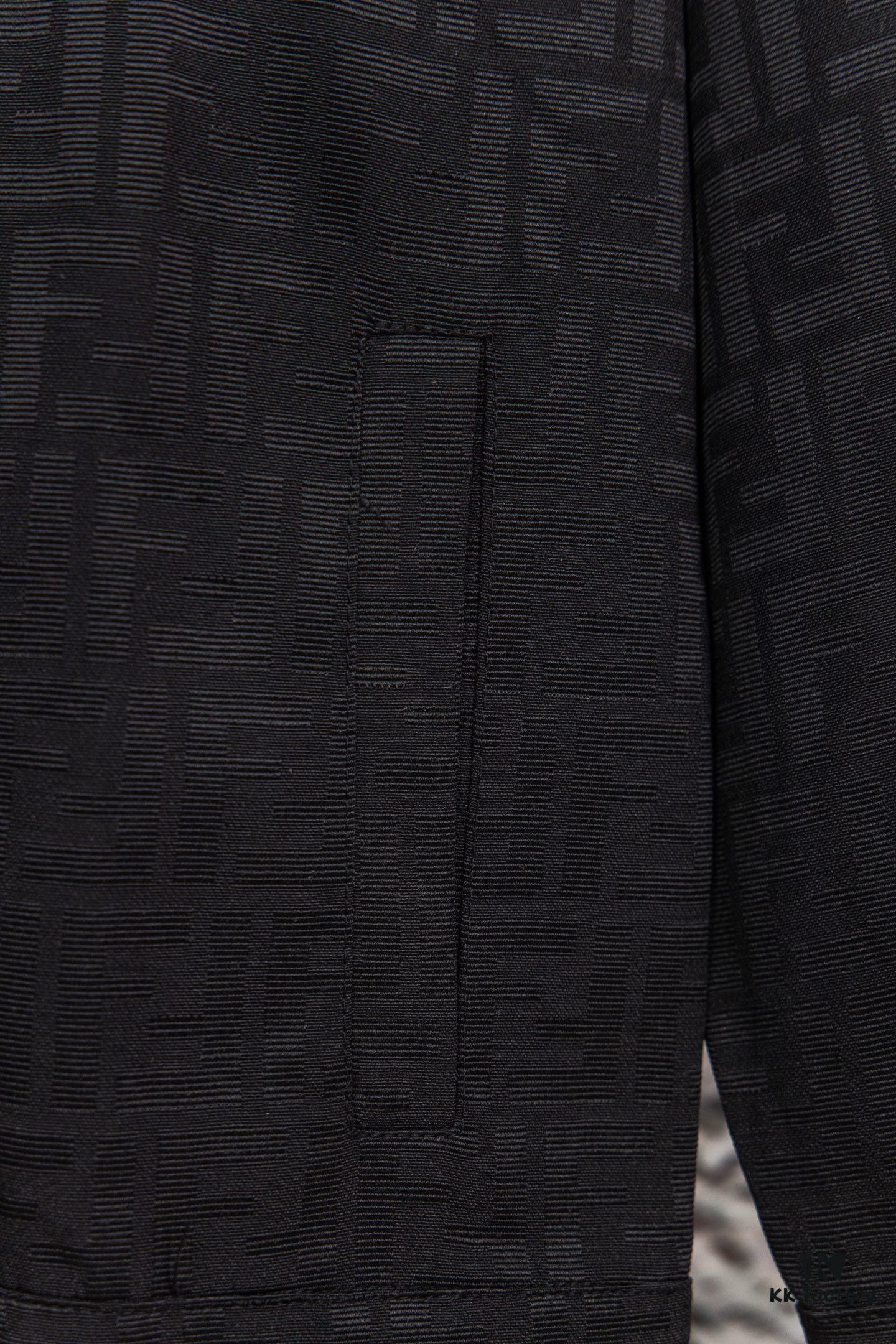 FENDI FEND Heavyweight Denim Jacket Coat in Shirt Style, Custom Woven Fabric with FF Jacquard and Towel-Like Bold Lettering