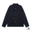 FENDI FEND Heavyweight Denim Jacket Coat Shirt Style Custom Woven Fabric with FF Jacquard Towel-Letter Embellishment High Aesthetic and Exquisite Craftsmanship