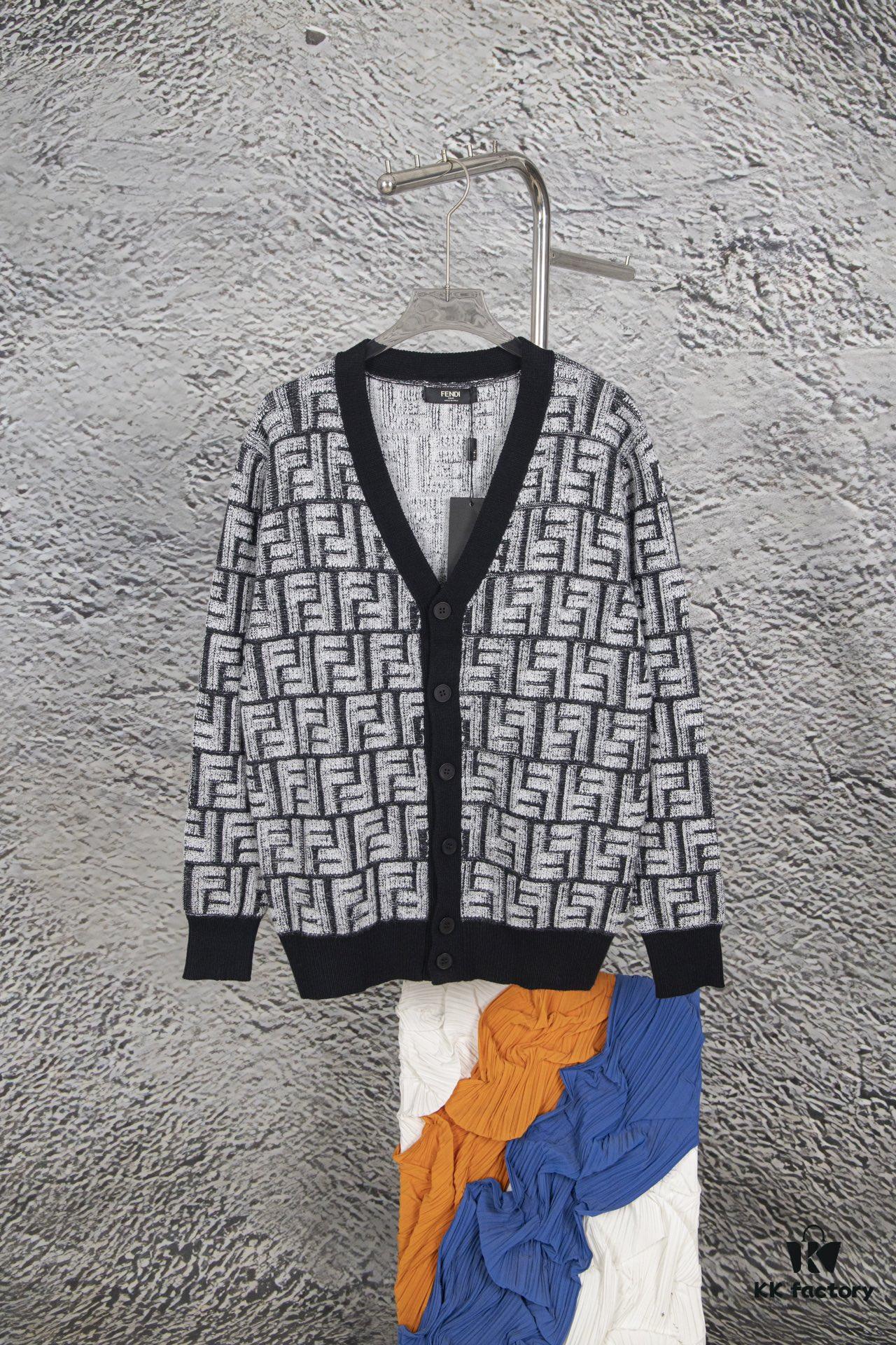 Fedi 24 Full Print Embossed Knit Cardigan - Stylish, Soft and Comfortable with Exquisite Craftsmanship